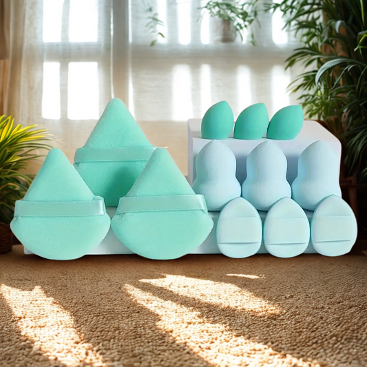 Make Up Sponge set - 12 Pcs - Jade Green